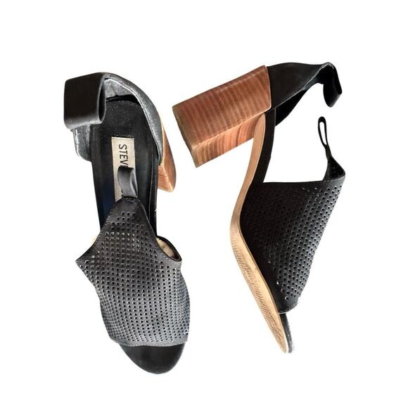 Steve Madden Women Shauna Ankle Suede Open Toe pump sandals shoes sz 7.5M - Picture 1 of 8